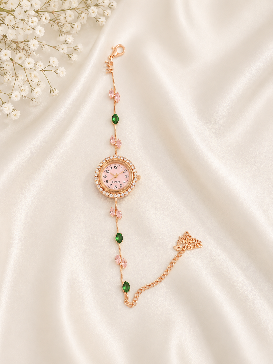 Rose Gold Plated Tulip Crystal Bracelet Watch